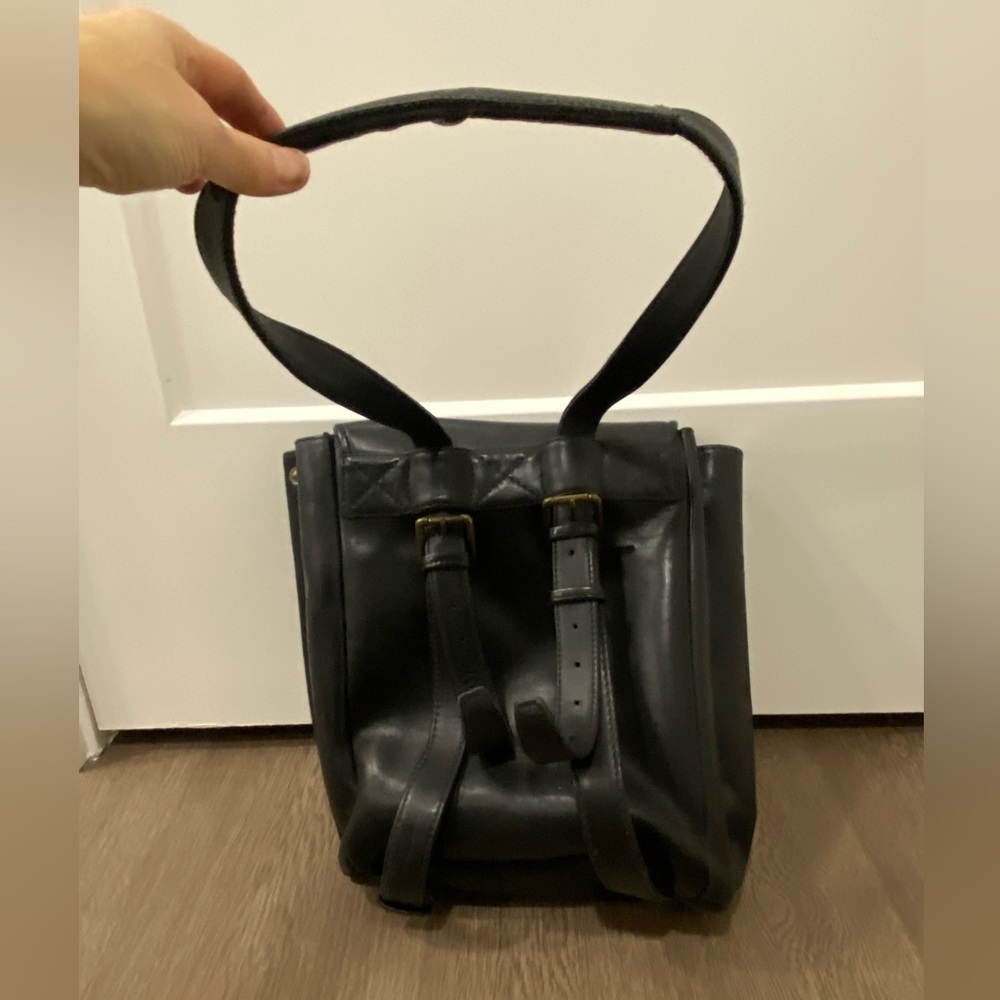 Black Leather Backpack With Two Sections Inside -… - image 3